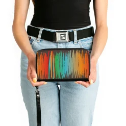 PU Zip Around Wallet Rectangle - Scribble Zarape Fade Brown/Multi Color