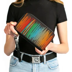 PU Zip Around Wallet Rectangle - Scribble Zarape Fade Brown/Multi Color