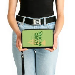 PU Zip Around Wallet Rectangle - The Princess and the Frog Tiana's HARD WORK Quote Greens