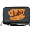 PU Zip Around Wallet Rectangle - GILMORE GIRLS LUKE'S Coffee Cup Icon Gray/Browns