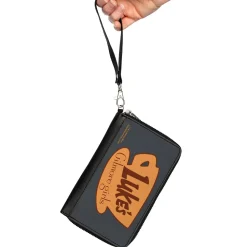 PU Zip Around Wallet Rectangle - GILMORE GIRLS LUKE'S Coffee Cup Icon Gray/Browns