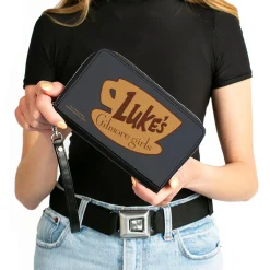 PU Zip Around Wallet Rectangle - GILMORE GIRLS LUKE'S Coffee Cup Icon Gray/Browns