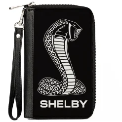 PU Zip Around Wallet Rectangle - Carroll Shelby Super Snake SHELBY Tiffany Logo Black/White
