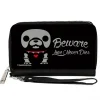 PU Zip Around Wallet Rectangle - Skelanimals Maxx the Bulldog BEWARE LOVE NEVER DIES Pose Black/White/Red