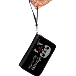 PU Zip Around Wallet Rectangle - Skelanimals Maxx the Bulldog BEWARE LOVE NEVER DIES Pose Black/White/Red