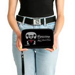 PU Zip Around Wallet Rectangle - Skelanimals Maxx the Bulldog BEWARE LOVE NEVER DIES Pose Black/White/Red