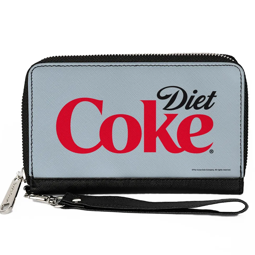 PU Zip Around Wallet Rectangle - DIET COKE Logo Centered Light Gray/Black/Red