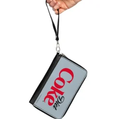 PU Zip Around Wallet Rectangle - DIET COKE Logo Centered Light Gray/Black/Red