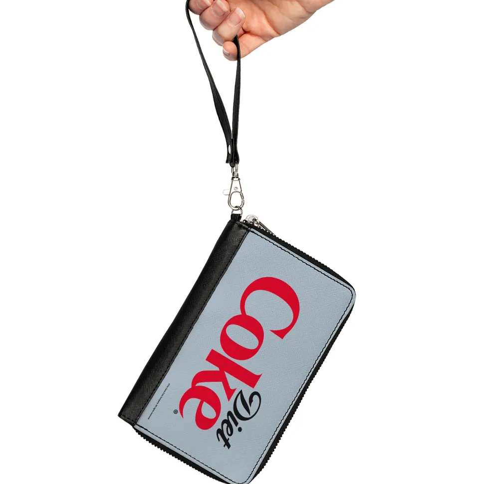 PU Zip Around Wallet Rectangle - DIET COKE Logo Centered Light Gray/Black/Red