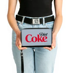 PU Zip Around Wallet Rectangle - DIET COKE Logo Centered Light Gray/Black/Red