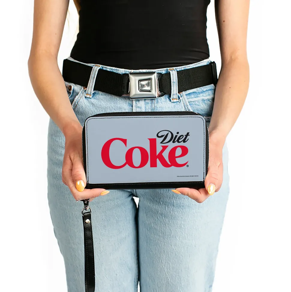 PU Zip Around Wallet Rectangle - DIET COKE Logo Centered Light Gray/Black/Red