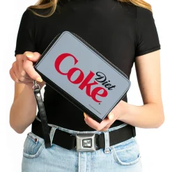 PU Zip Around Wallet Rectangle - DIET COKE Logo Centered Light Gray/Black/Red