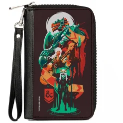 PU Zip Around Wallet Rectangle - Dungeons and Dragons Character Collage Brown/Multi Color