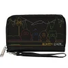 PU Zip Around Wallet Rectangle - SOUTH PARK Boys at Bus Line Silhouette Black/Multi Color