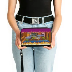 PU Zip Around Wallet Rectangle - Teenage Mutant Ninja Turtles Battle Rocksteady Arcade Scene