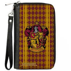 PU Zip Around Wallet Rectangle - GRYFFINDOR Crest Stripes/Diamonds Red/Golds