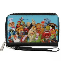 PU Zip Around Wallet Rectangle - The Muppets Character Group Pose Portrait Blue