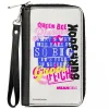 PU Zip Around Wallet Rectangle - Mean Girls Catch Phrases Collage White/Multi Color