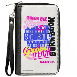 PU Zip Around Wallet Rectangle - Mean Girls Catch Phrases Collage White/Multi Color