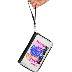 PU Zip Around Wallet Rectangle - Mean Girls Catch Phrases Collage White/Multi Color