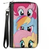 PU Zip Around Wallet Rectangle - My Little Pony Pinkie Pie Rainbow Dash Fluttershy Face Stack