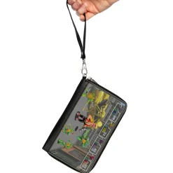 PU Zip Around Wallet Rectangle - Teenage Mutant Ninja Turtles and Bebop Arcade Battle Scene