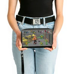 PU Zip Around Wallet Rectangle - Teenage Mutant Ninja Turtles and Bebop Arcade Battle Scene