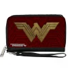 PU Zip Around Wallet Rectangle - Wonder Woman 2017 Icon Burgundys/Golds