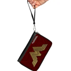 PU Zip Around Wallet Rectangle - Wonder Woman 2017 Icon Burgundys/Golds