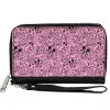 PU Zip Around Wallet Rectangle - Mickey Mouse Icon Doodles Collage Pink/Black