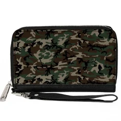 PU Zip Around Wallet Rectangle - Camo Olive4
