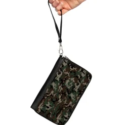 PU Zip Around Wallet Rectangle - Camo Olive4