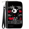 PU Zip Around Wallet Rectangle - Skelanimals Bonita the Unicorn NEED LOVE Pose Black/Gray/Red/White