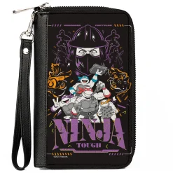 PU Zip Around Wallet Rectangle - Teenage Mutant Ninja Turtles NINJA TOUGH Group Pose and Enemies Black/Multi Color