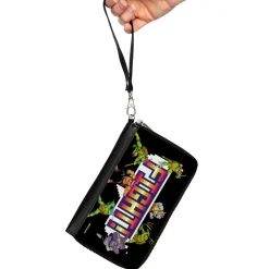 PU Zip Around Wallet Rectangle - Teenage Mutant Ninja Turtles and Villains Arcade FIGHT! Pose Black