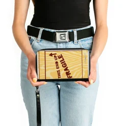 PU Zip Around Wallet Rectangle - A Christmas Story FRAGILE Lamp Crate Tan/Brown
