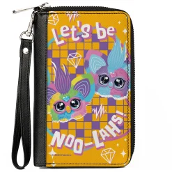 PU Zip Around Wallet Rectangle - Furby Furblets Ray-Vee and Luv-Lee LET'S BE NOO-LAHS Pose Orange/Purple