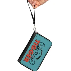 PU Zip Around Wallet Rectangle - Winnie the Pooh TIGGER Peek Pose Blue/Red/Black