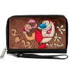 PU Zip Around Wallet Rectangle - The Ren & Stimpy Show Booty Bump Pose Brick Wall Browns
