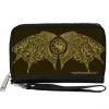 PU Zip Around Wallet Rectangle - House of the Dragon Icon and Wings Black Yellow