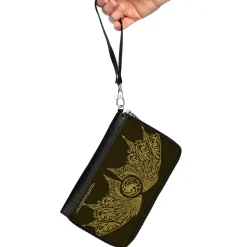 PU Zip Around Wallet Rectangle - House of the Dragon Icon and Wings Black Yellow