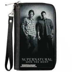 PU Zip Around Wallet Rectangle - SUPERNATURAL Winchster Brothers Black/White