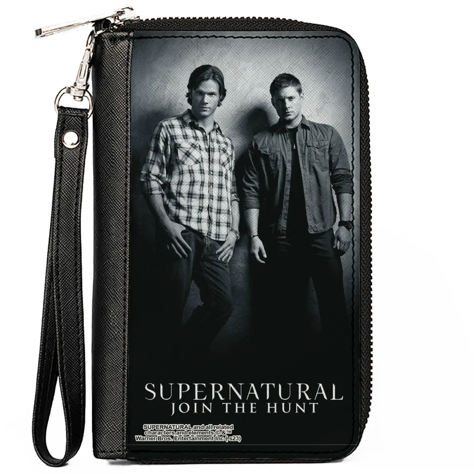 PU Zip Around Wallet Rectangle - SUPERNATURAL Winchster Brothers Black/White