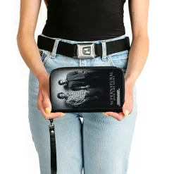 PU Zip Around Wallet Rectangle - SUPERNATURAL Winchster Brothers Black/White
