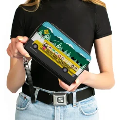 PU Zip Around Wallet Rectangle - SOUTH PARK ELEMENTARY School Bus Character Group Scene