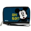 PU Zip Around Wallet Rectangle - Mickey Mouse OH BOY! Pose Weathered Blue/Gold