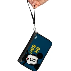 PU Zip Around Wallet Rectangle - Mickey Mouse OH BOY! Pose Weathered Blue/Gold