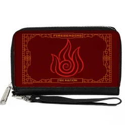 PU Zip Around Wallet Rectangle - Avatar the Last Airbender FIREBENDING FIRE NATION Icon Reds Orange