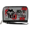 PU Zip Around Wallet Rectangle - Skelanimals Jae the Wolf LOVE NEVER DIES Pose Gray/Black/Red