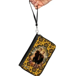 PU Zip Around Wallet Rectangle - Supernatural Winchester Brothers Saints and Sinners Pose and Icon Yellow/Black